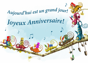Carte anniversaire Anniversaire et bande de joyeux caméléons